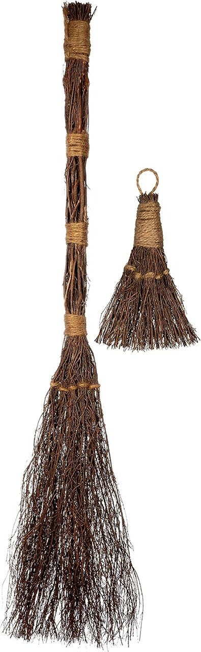 Cinnamon Brooms 36" and 6" Cinnamon Broomstick Scented Combo Mini Broom 6" & Large Broom 36" Witches Broom Cinnamon Broomstick Decoration for Halloween